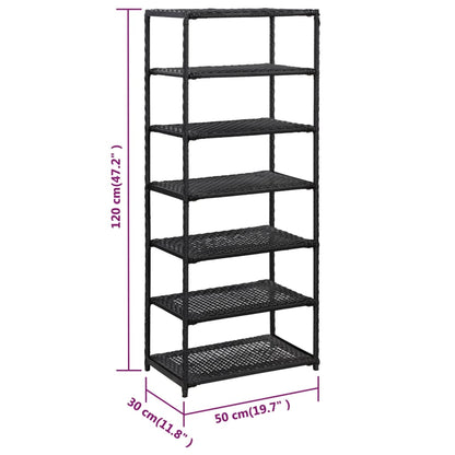 Schoenenrek 50x30x120 cm poly rattan zwart