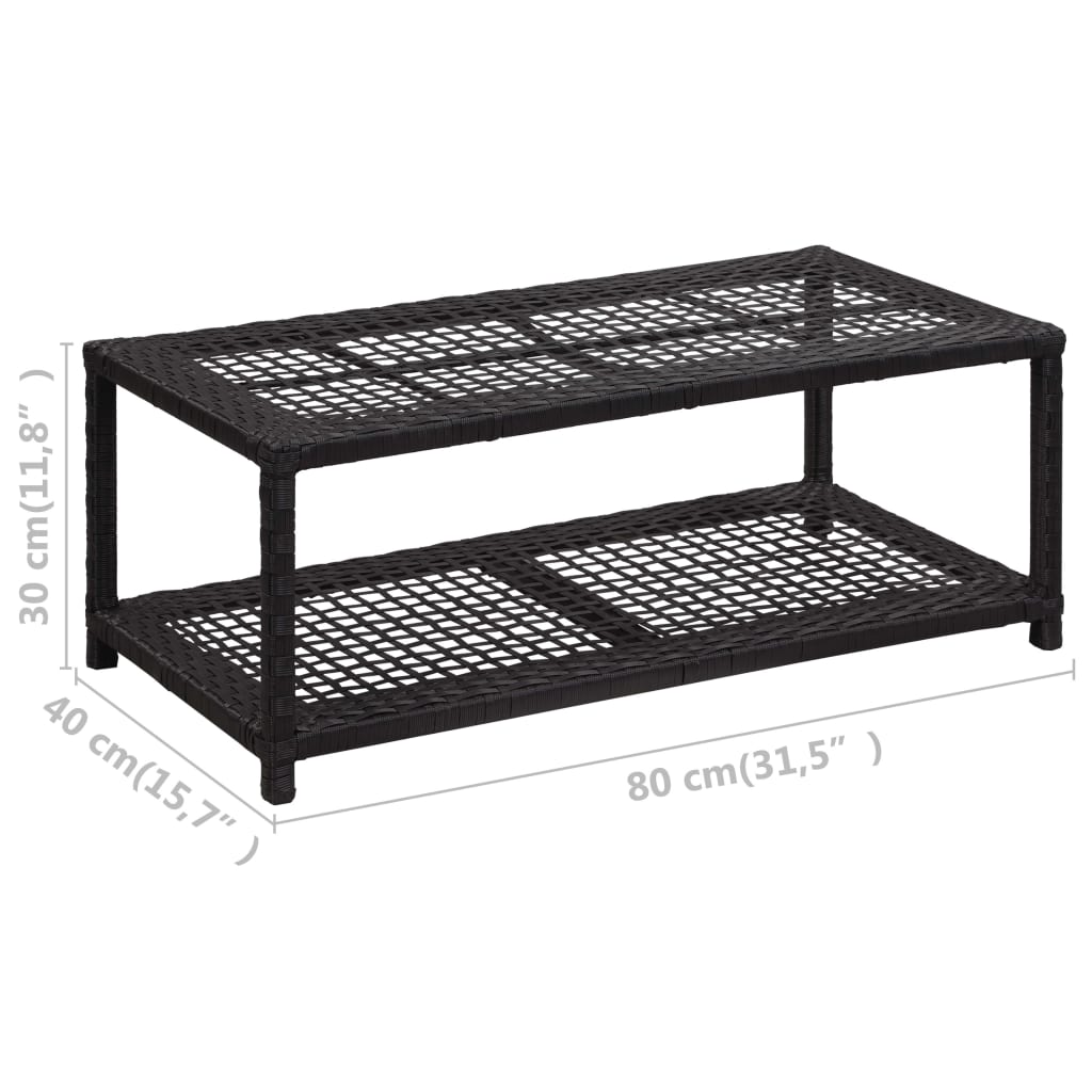 Schoenenbank 80x40x30 cm poly rattan zwart