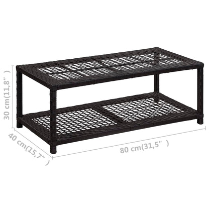 Schoenenbank 80x40x30 cm poly rattan zwart