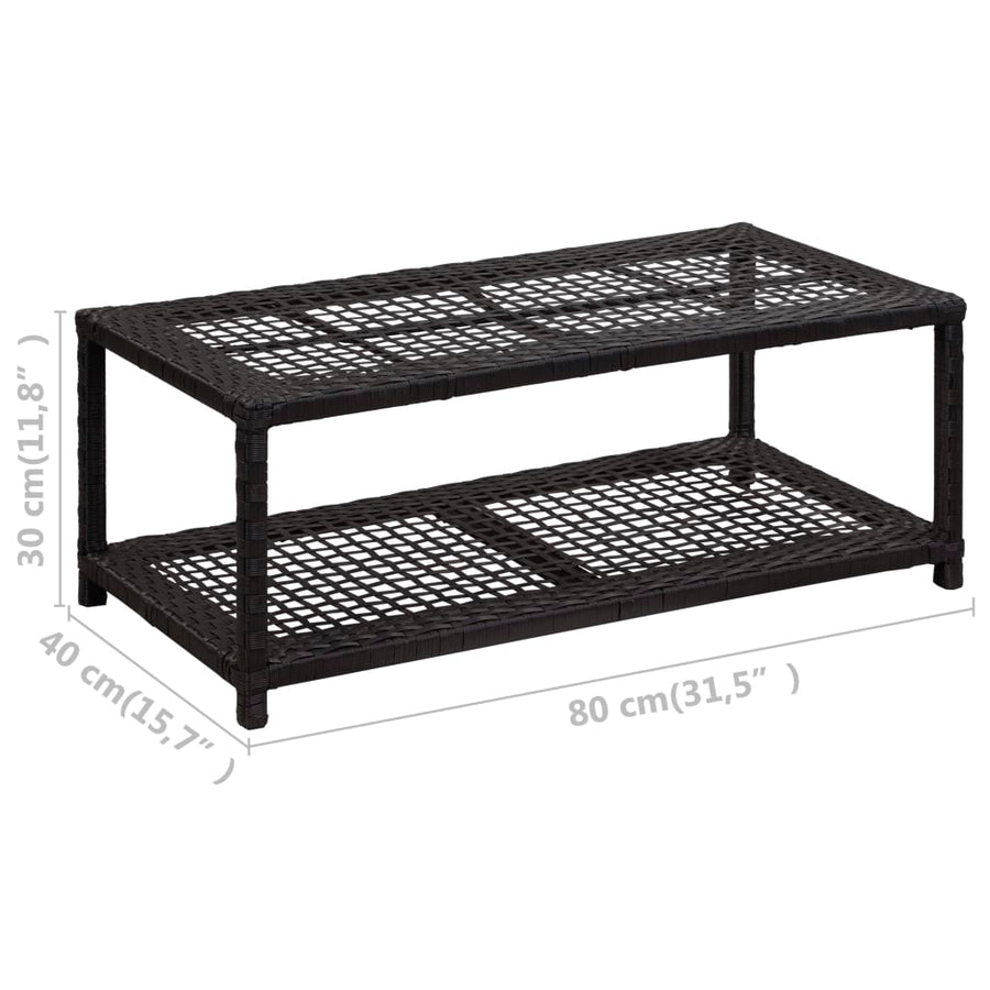 Schoenenbank 80x40x30 cm poly rattan zwart