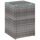 Bijzettafel 35x35x52 cm poly rattan grijs glazen blad