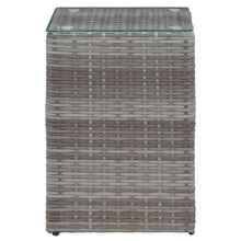 Bijzettafel Met Glazen Blad 35X35X52 Cm Poly Rattan 1