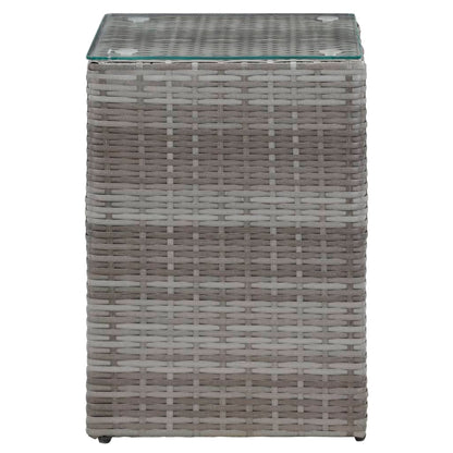 Bijzettafel Met Glazen Blad 35X35X52 Cm Poly Rattan 1