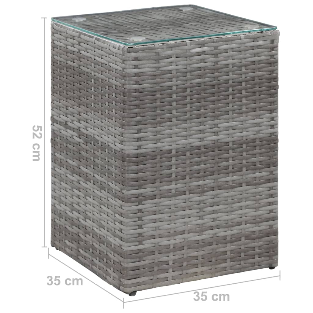 Bijzettafel Met Glazen Blad 35X35X52 Cm Poly Rattan 1