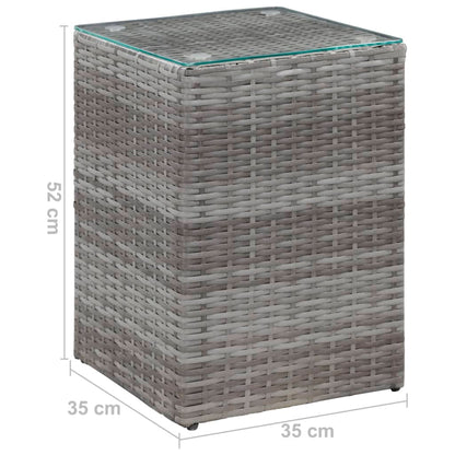 Bijzettafel Met Glazen Blad 35X35X52 Cm Poly Rattan 1