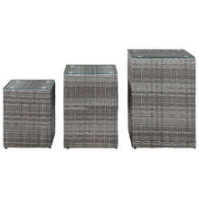 -Delige Bijzettafelset Met Glazen Blad Poly Rattan 3 Grijs