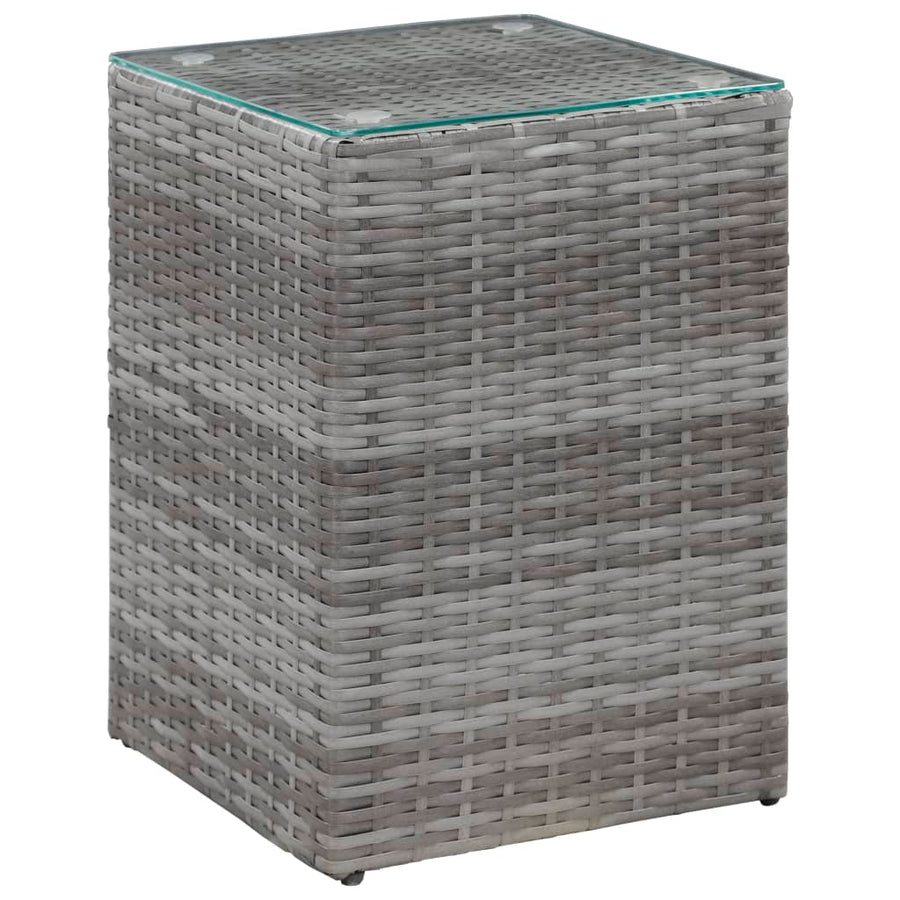 -Delige Bijzettafelset Met Glazen Blad Poly Rattan 3 Grijs