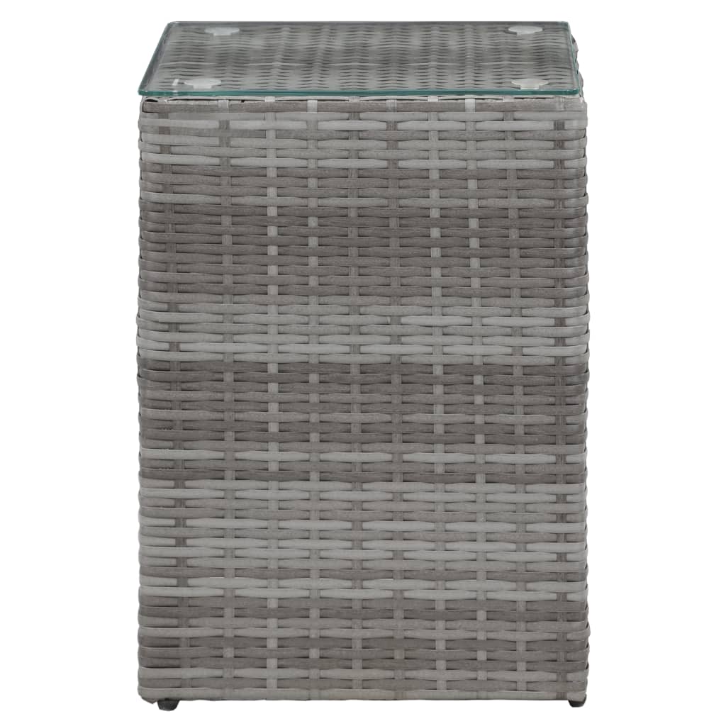 -Delige Bijzettafelset Met Glazen Blad Poly Rattan 3 Grijs