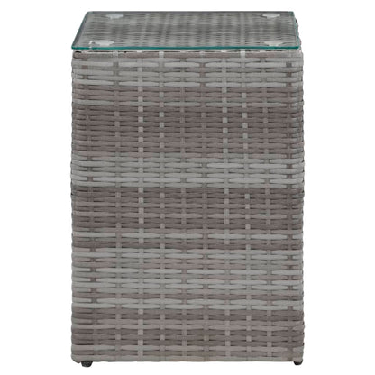 -Delige Bijzettafelset Met Glazen Blad Poly Rattan 3 Grijs