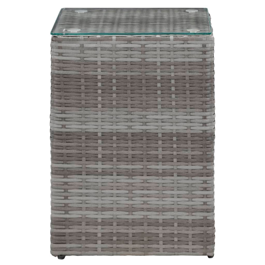 -Delige Bijzettafelset Met Glazen Blad Poly Rattan 3 Grijs