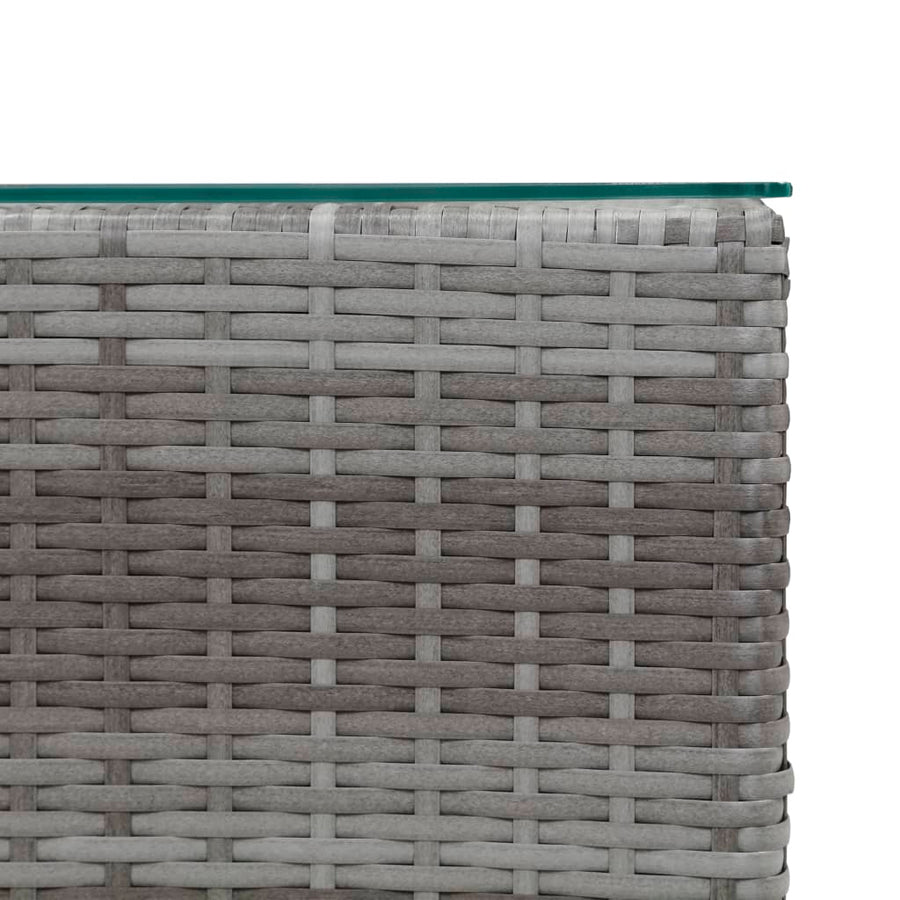 -Delige Bijzettafelset Met Glazen Blad Poly Rattan 3 Grijs