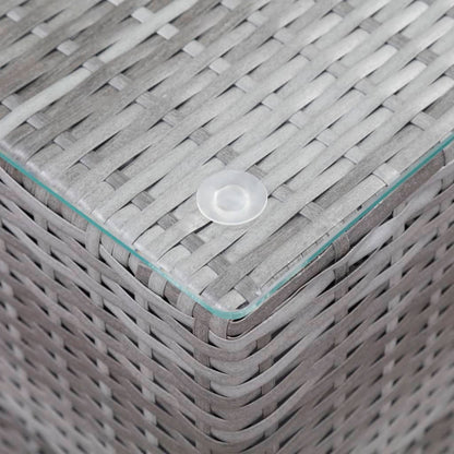 -Delige Bijzettafelset Met Glazen Blad Poly Rattan 3 Grijs