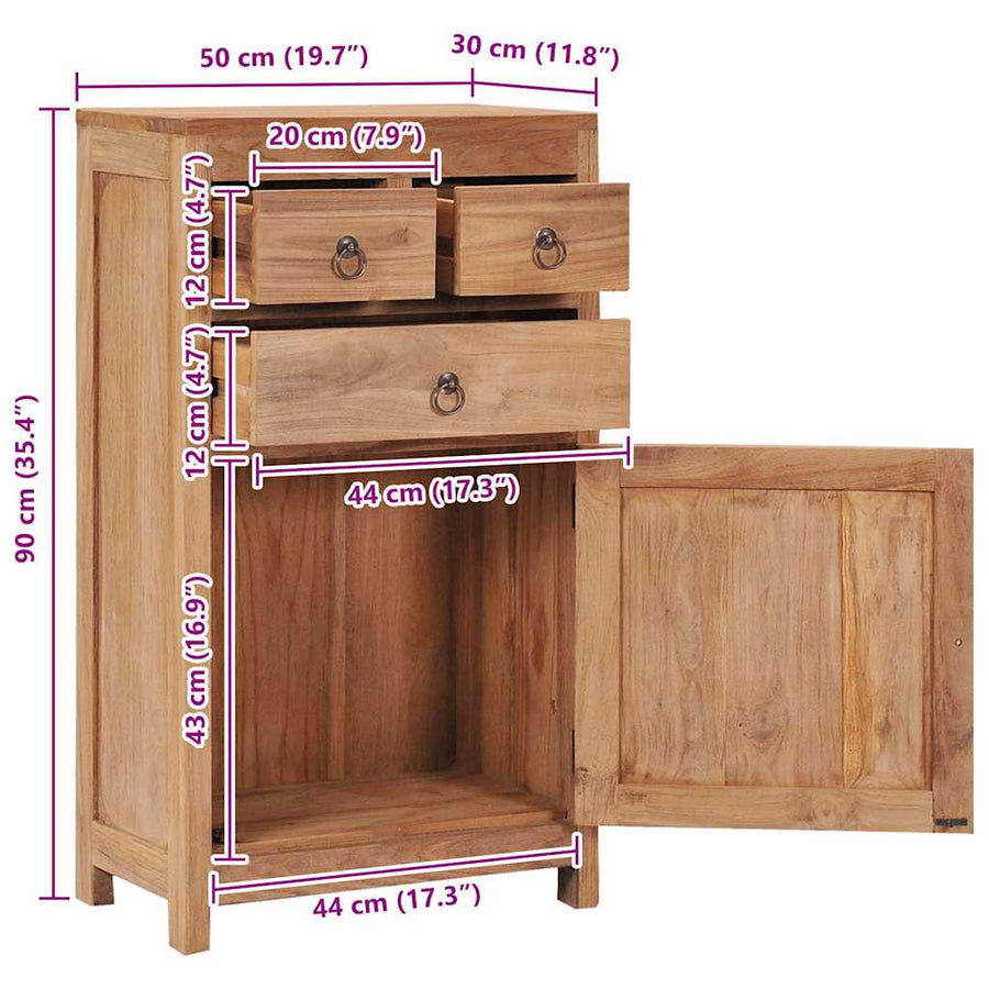 Dressoir 50x30x90 cm massief teakhout
