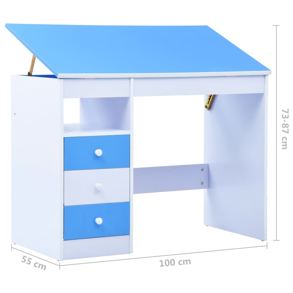 Kindertekentafel/-Bureau Kantelbaar En Wit Blauw