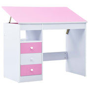 Kindertekentafel kantelbaar roze wit 100x55x(73-87)cm spaanplaat