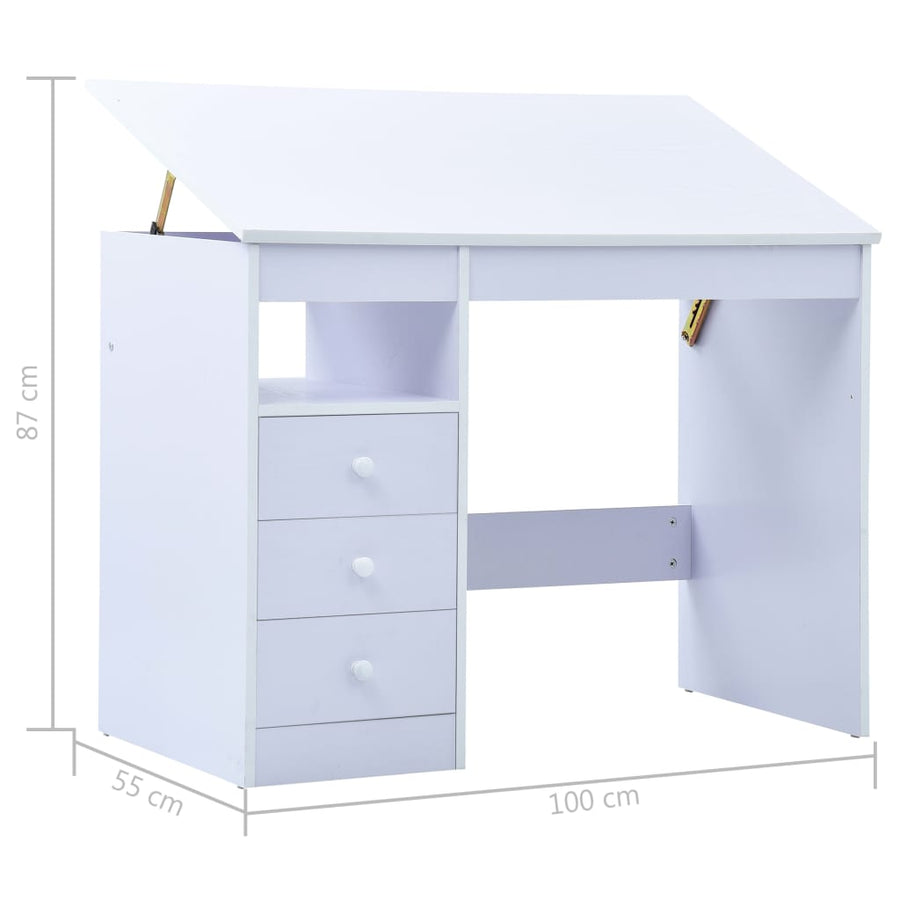 Kindertekentafel/-bureau kantelbaar wit