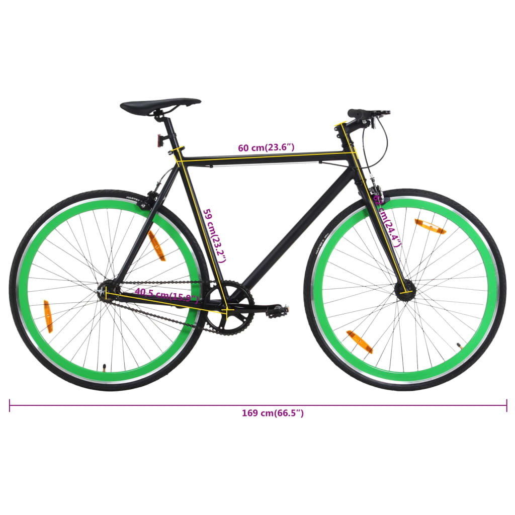 Fiets Met Vaste Versnelling 700 C 59 Cm Zwart En Groen