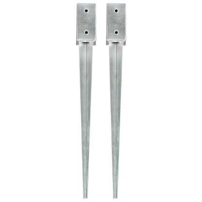 Grondpinnen 2 St 7X7X75 Cm Gegalvaniseerd Staal Zilverkleurig 7 x 7 x 75 cm