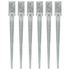 Ground spikes 6 pcs 7x7x75 cm galvanized steel silver-colored