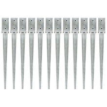 Grondpinnen 12 st 7x7x75 cm gegalvaniseerd staal zilverkleurig