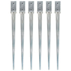 Ground spikes 6 pcs 7x7x90 cm galvanized steel silver-colored