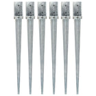 Ground spikes 6 pcs 8x8x91 cm galvanized steel silver-colored
