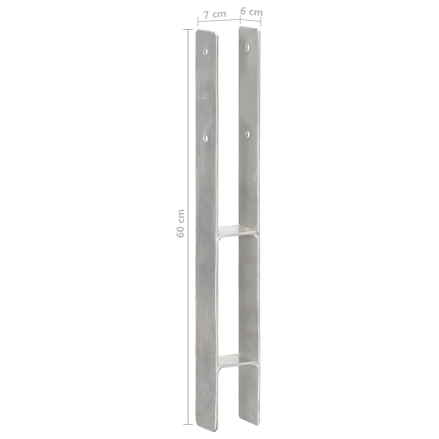 Grondankers 6 st 7x6x60 cm gegalvaniseerd staal zilverkleurig 6 7 x 6 x 60 cm