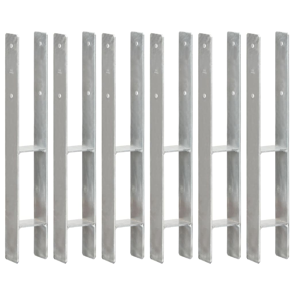 Grondankers 6 st 8x6x60 cm gegalvaniseerd staal zilverkleurig 6 8 x 6 x 60 cm