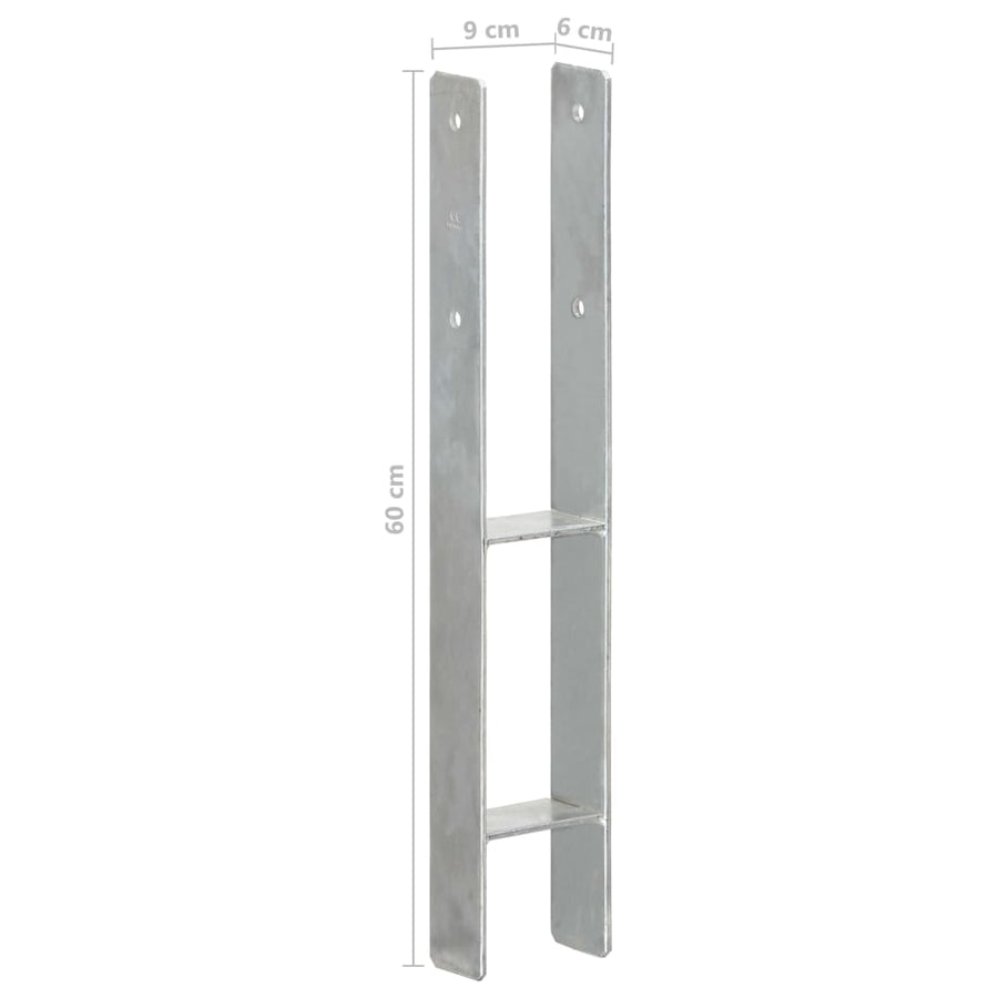 Grondankers 6 st 9x6x60 cm gegalvaniseerd staal zilverkleurig 6 9 x 6 x 60 cm
