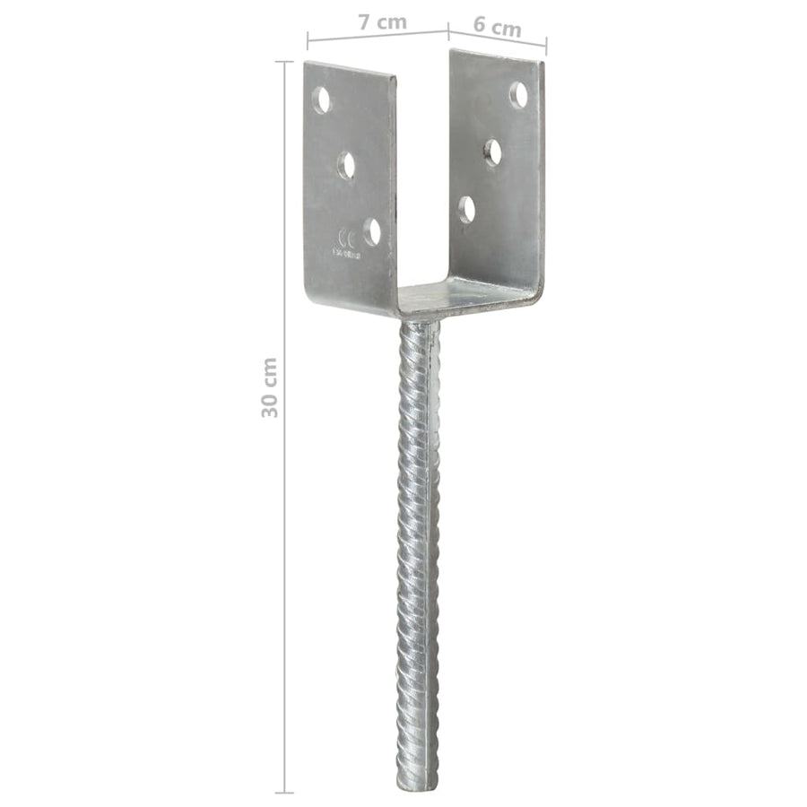 Grondankers Gegalvaniseerd Staal Zilverkleurig 7 x 6 x 30 cm