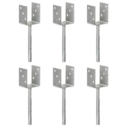 Grondankers 6 st 8x6x30 cm gegalvaniseerd staal zilverkleurig 8 x 6 x 30 cm