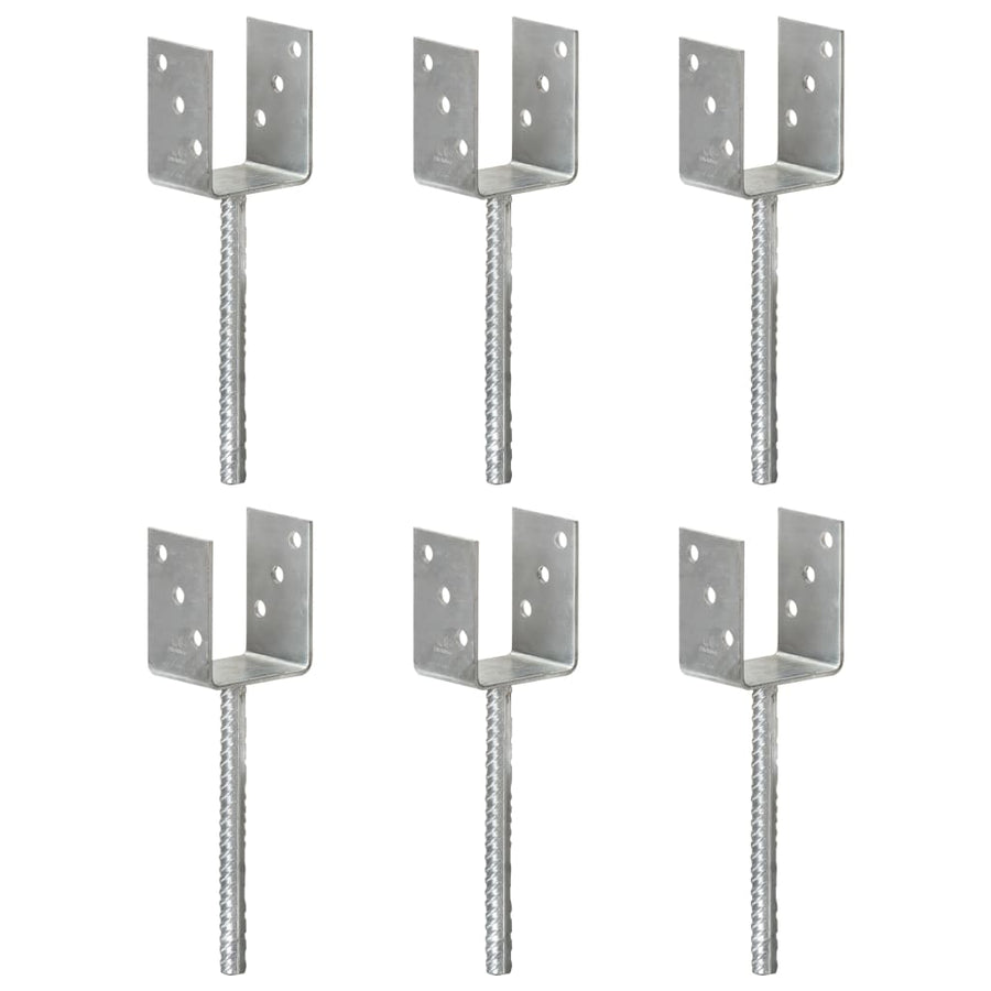 Grondankers 6 st 8x6x30 cm gegalvaniseerd staal zilverkleurig 8 x 6 x 30 cm