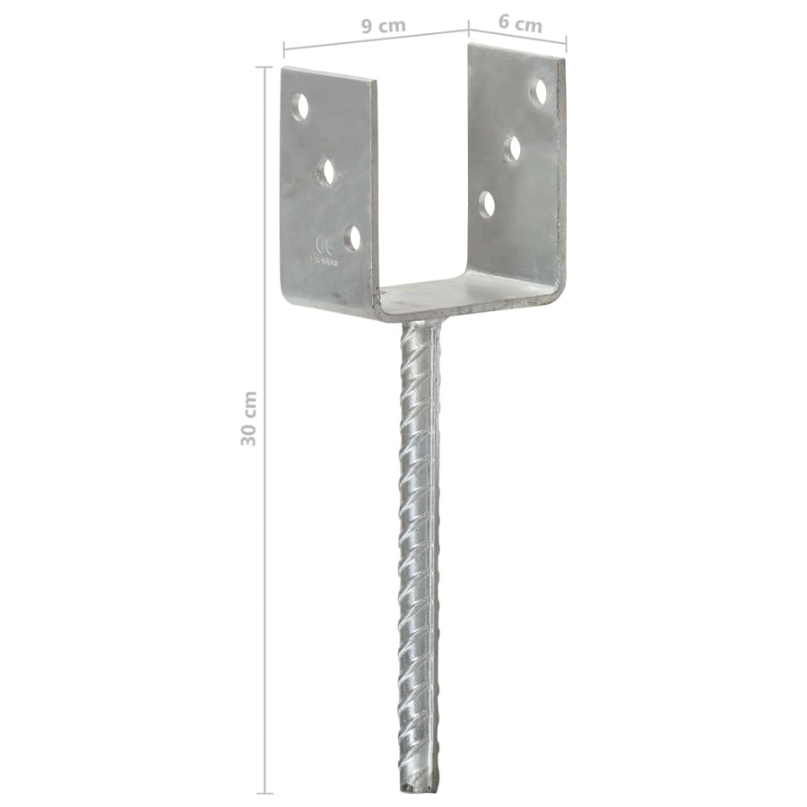 Grondankers Gegalvaniseerd Staal Zilverkleurig 9 x 6 x 30 cm