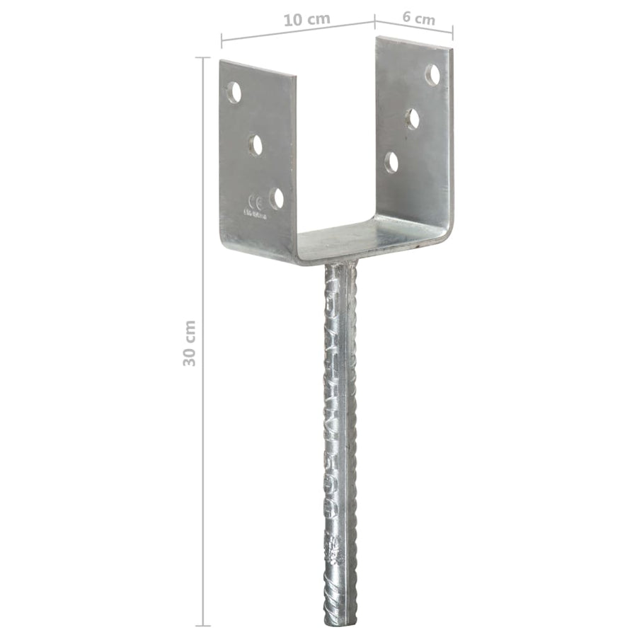 Grondankers Gegalvaniseerd Staal Zilverkleurig 10 x 6 x 30 cm