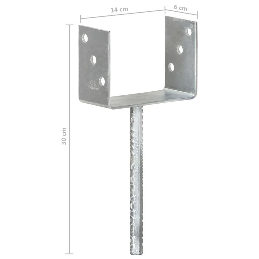 Grondankers Gegalvaniseerd Staal Zilverkleurig 14 x 6 x 30 cm
