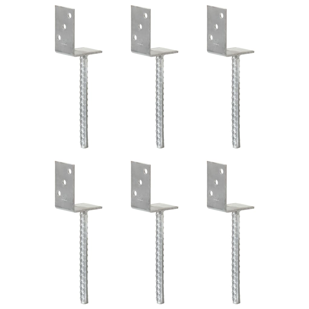 Grondankers 8X6X30 Cm Gegalvaniseerd Staal Zilverkleurig