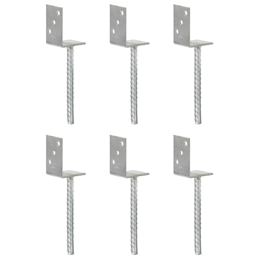 Grondankers 8X6X30 Cm Gegalvaniseerd Staal Zilverkleurig