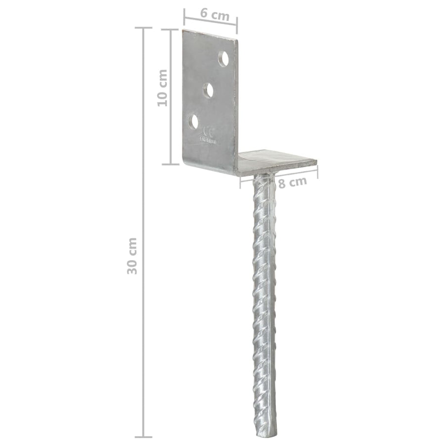 Grondankers 8X6X30 Cm Gegalvaniseerd Staal Zilverkleurig