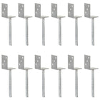 Ground Anchors 12 Pcs 8X6X30 Cm Galvanized Steel Silver-colored