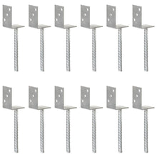 Grondankers 12 St 8X6X30 Cm Gegalvaniseerd Staal Zilverkleurig