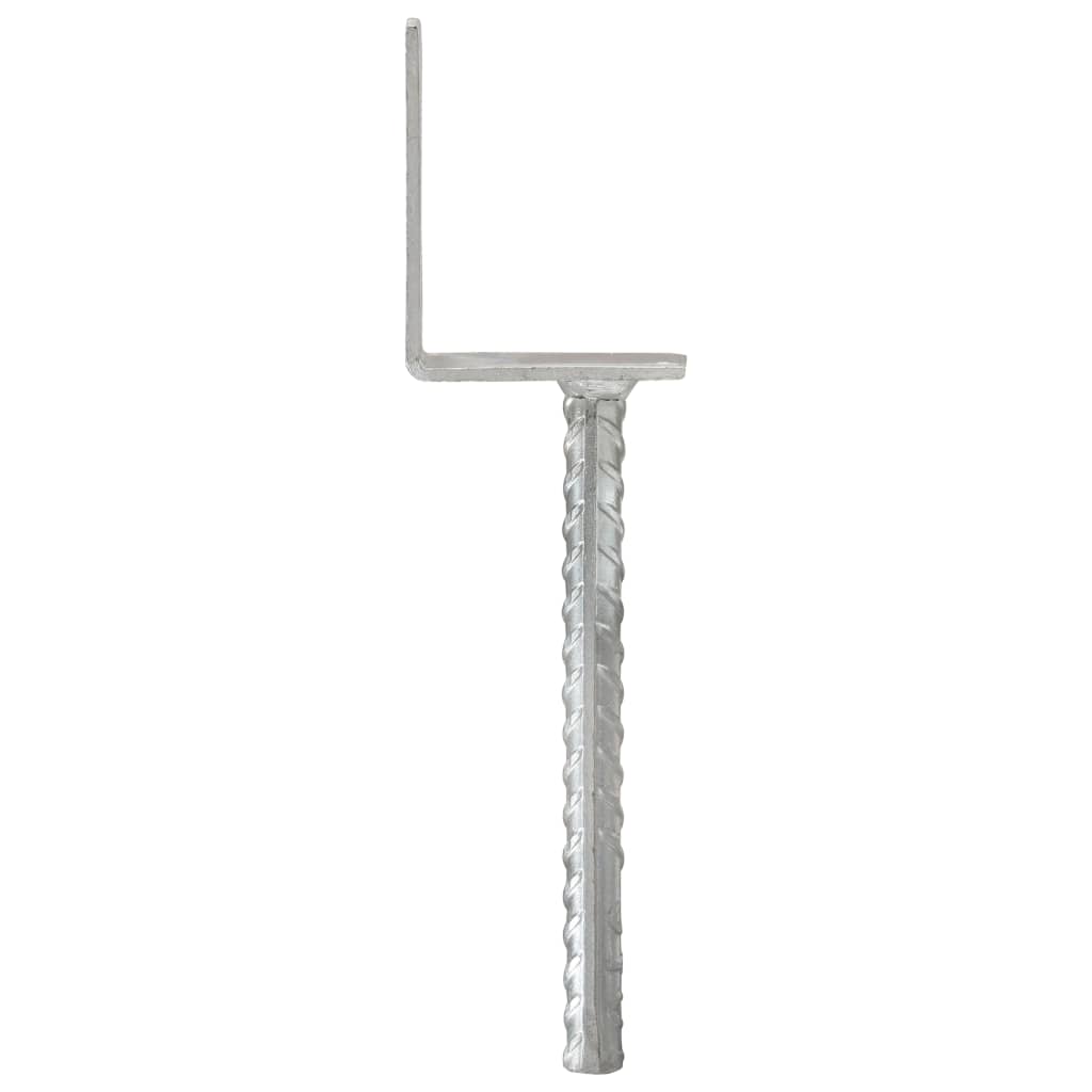 Grondankers 12 St 8X6X30 Cm Gegalvaniseerd Staal Zilverkleurig