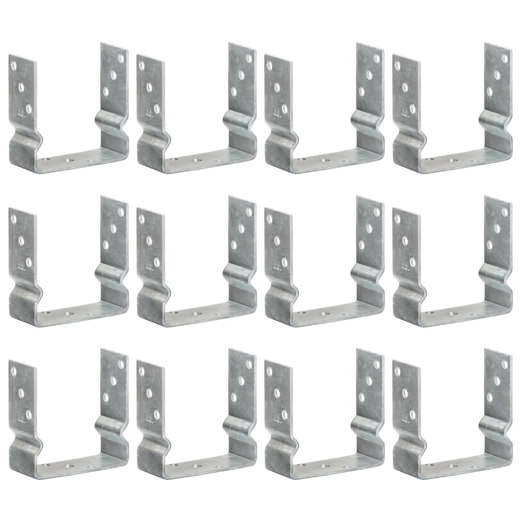 Grondankers 12 st 14x6x15 cm gegalvaniseerd staal zilverkleurig