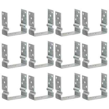 Grondankers 12 st 14x6x15 cm gegalvaniseerd staal zilverkleurig