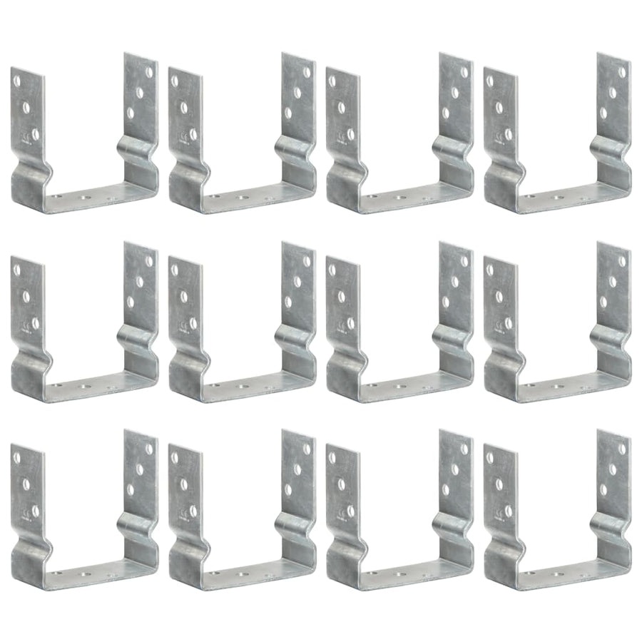 Grondankers 12 st 14x6x15 cm gegalvaniseerd staal zilverkleurig