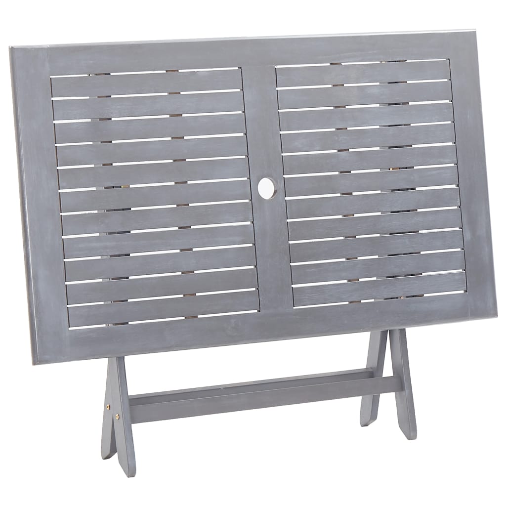 -Delige Tuinset Massief Acaciahout Grijs 5 Met armleuning