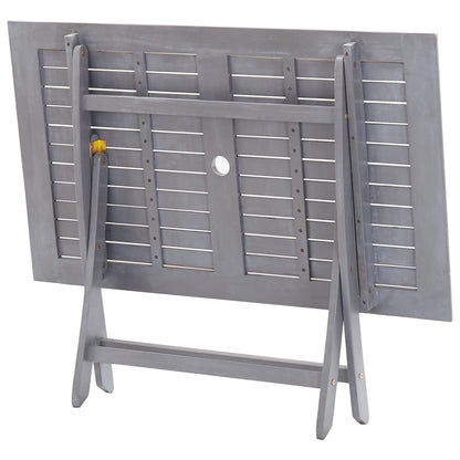-Delige Tuinset Massief Acaciahout Grijs 5 Met armleuning