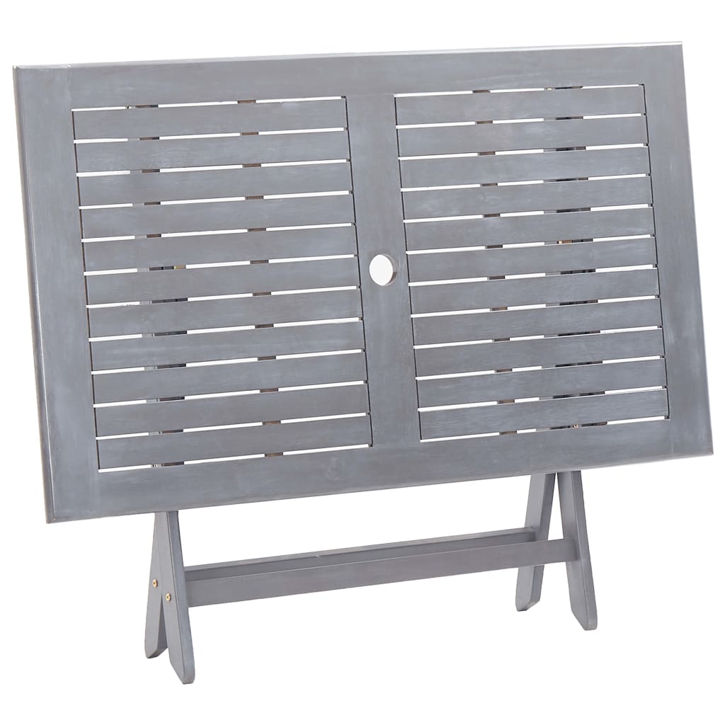 -Delige Tuinset Massief Acaciahout Grijs 7 Met armleuning