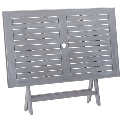 -Delige Tuinset Massief Acaciahout Grijs 7 Met armleuning