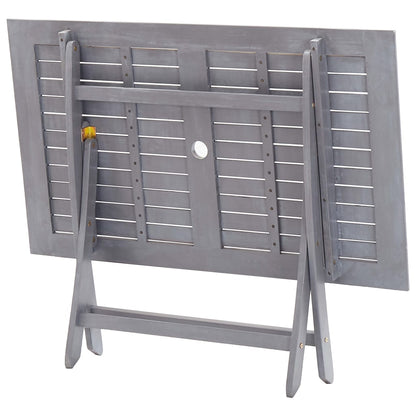 -Delige Tuinset Massief Acaciahout Grijs 7 Met armleuning