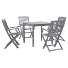 5-piece Garden Dining Set Solid Acacia Wood Grey
